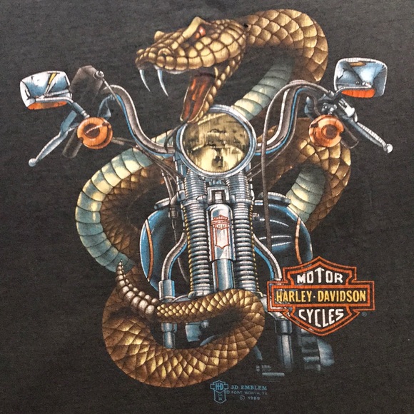 Harley-Davidson Other - Harley Davidson VTG 1989 3D Emblem Rattlesnake Tee